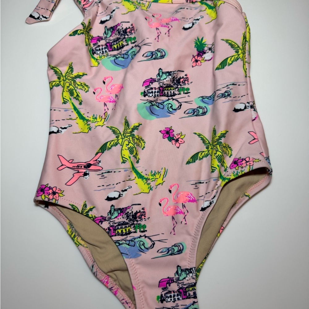 Shade Critters Pink Tropical One-Piece Kids Swim Suit